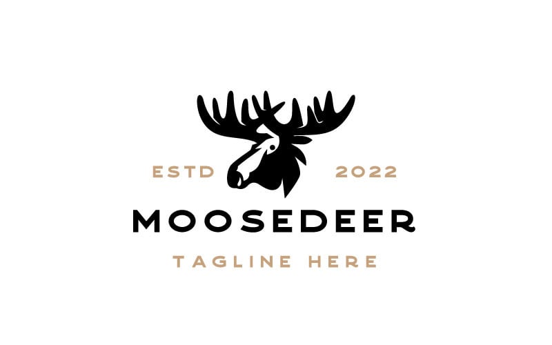 Moose Deer Head Logo Design Vector Template