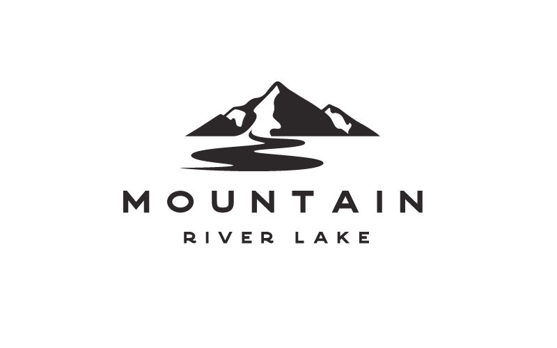 Berg- en rivieravontuur Outdoor Logo Design Vector