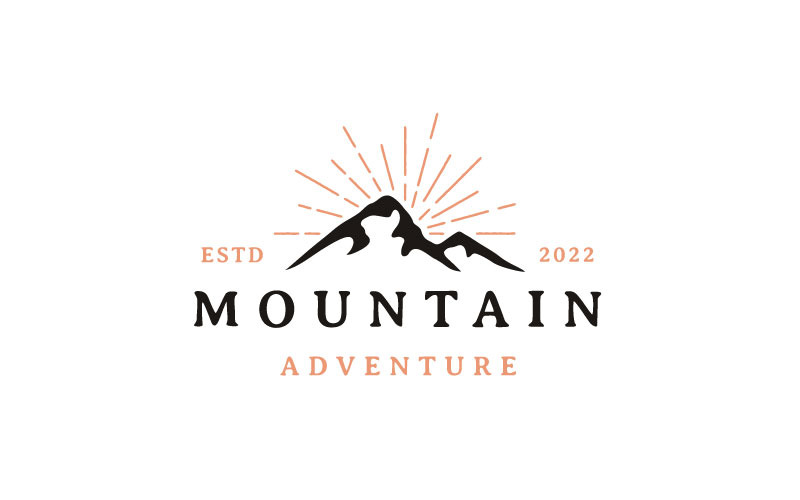 Design de logotipo ao ar livre de aventura de montanha hipster vintage