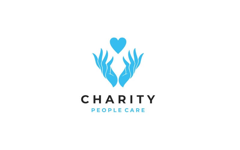 Händer för välgörenhet och donation, frivillig och ideell logotypdesigninspiration
