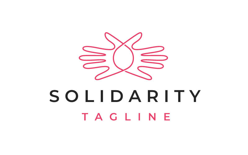 Line Art Hand Diversiteit Team Community Logo Design Vector