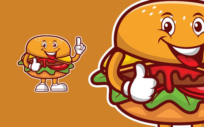 Burger Karikatür Maskot Logo Tasarımı