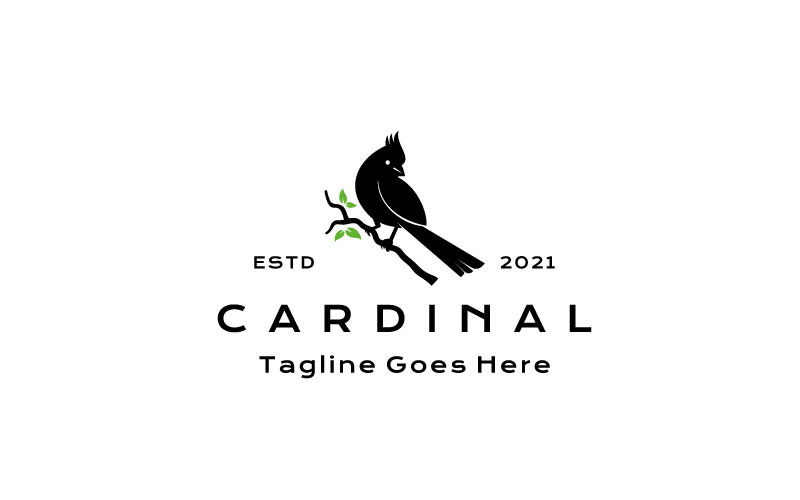 Kardinaal Vogel Silhouet Logo Ontwerp Vectorillustratie