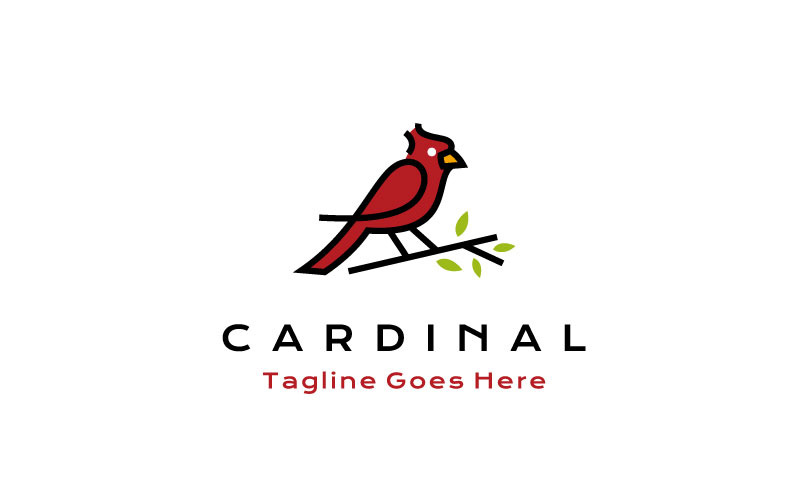 Modello di progettazione del logo dell'uccello cardinale