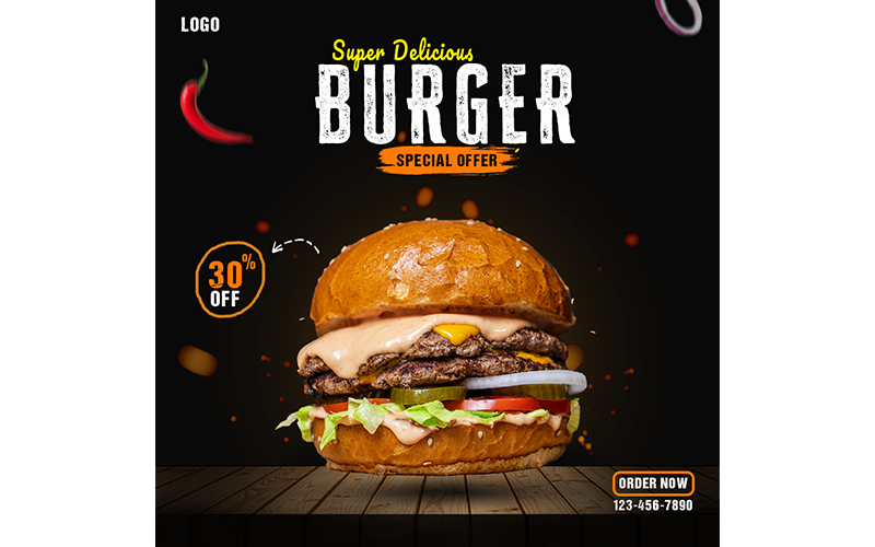 Modelo de postagem de mídia social do Instagram Burger