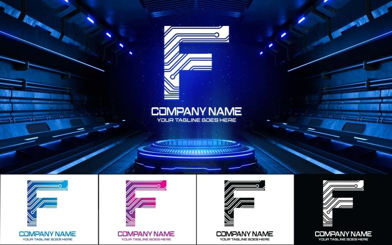 New Technology F Letter Logo Design-Brand Identity