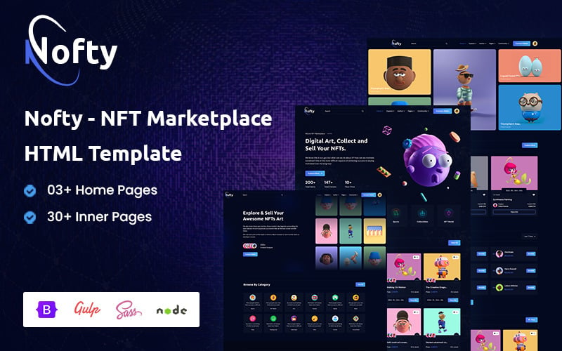 Nofty – HTML5-шаблон NFT Marketplace