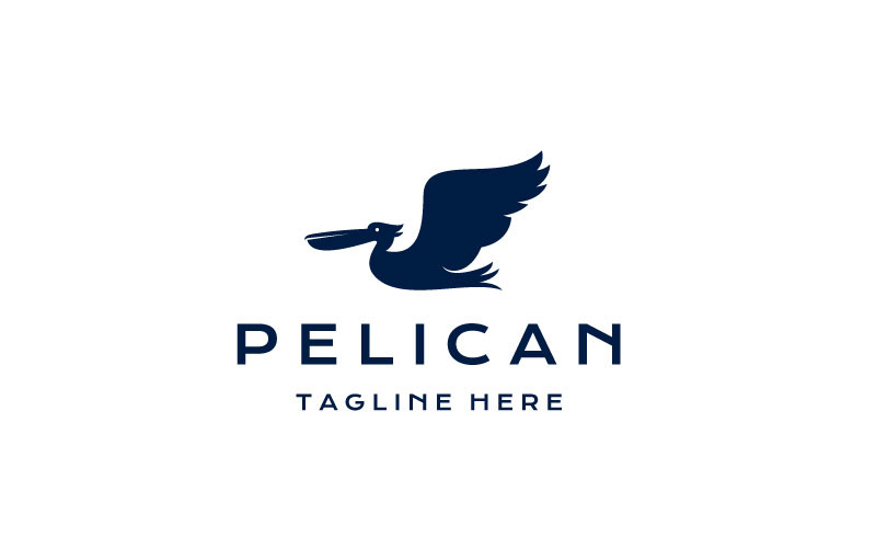 Pelikan Kuşu Logo Tasarımı Vektör Çizim Şablonu