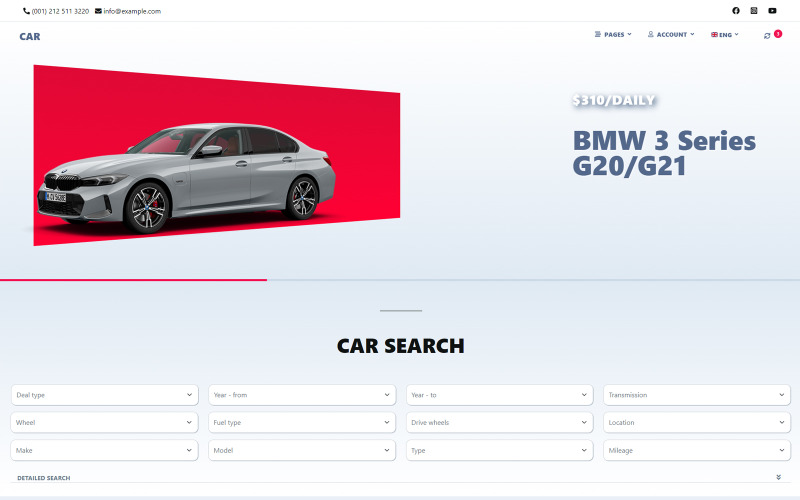 Szablon strony internetowej dealera samochodowego / wypożyczalni samochodów