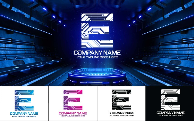 Technologie E Letter Logo Design-Merkidentiteit