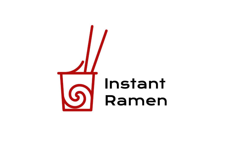 Coupe instantanée de Ramen, vecteur de conception de logo de Ramen de nourriture japonaise