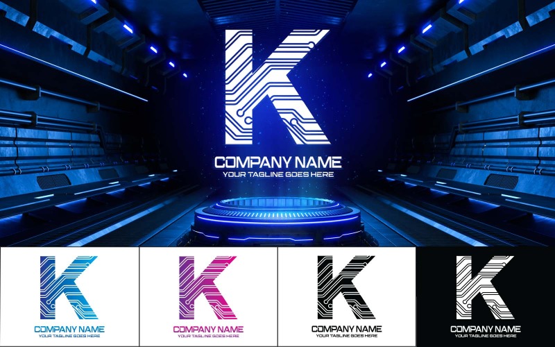 Diseño de logotipo de letra K de tecnología-Identidad de marca