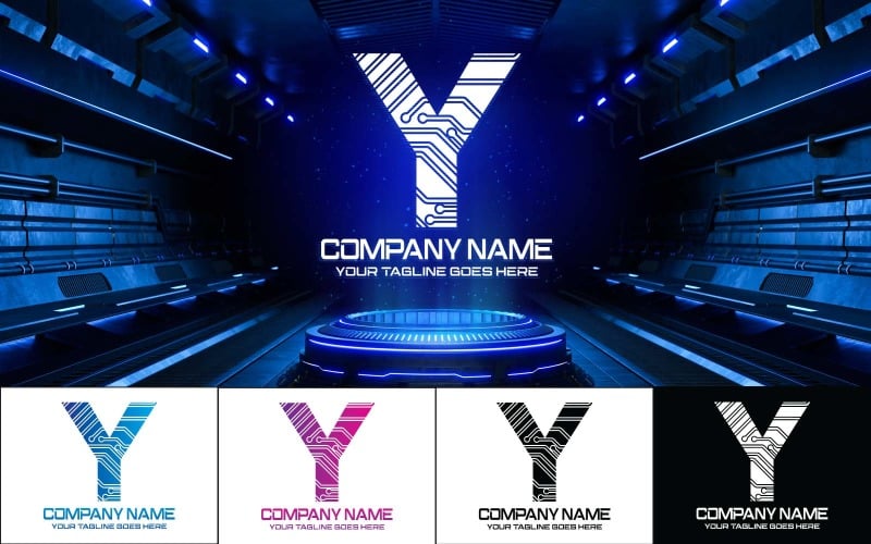 Diseño de logotipo de letra Y de tecnología-Identidad de marca