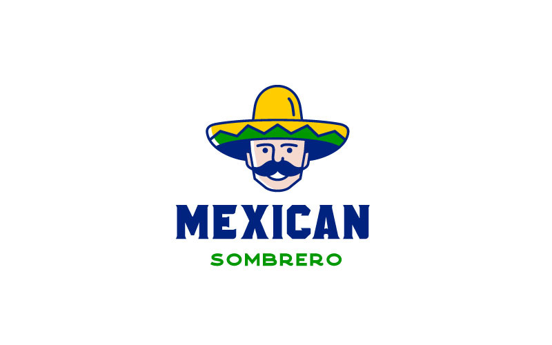 Homem Mexicano com Chapéu Sombrero Design de Logo