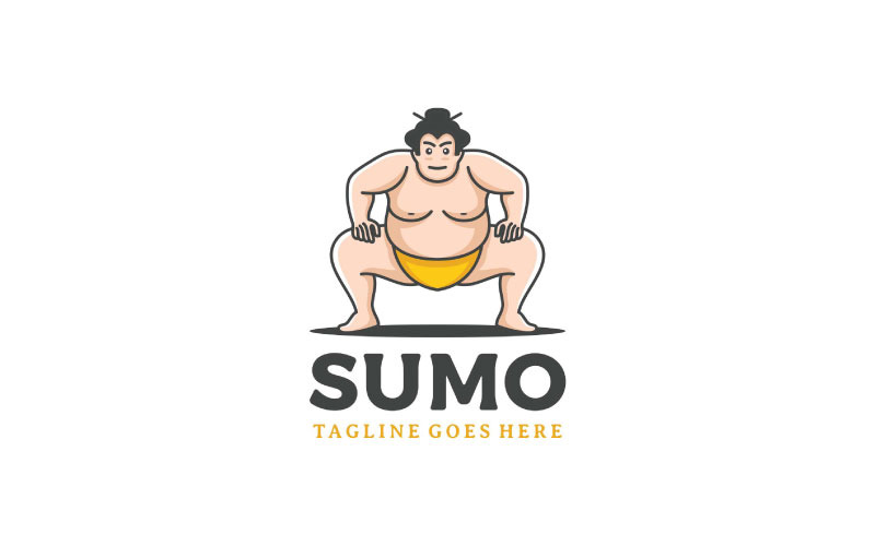 Illustrazione del lottatore di sumo. Design del logo sportivo tradizionale giapponese