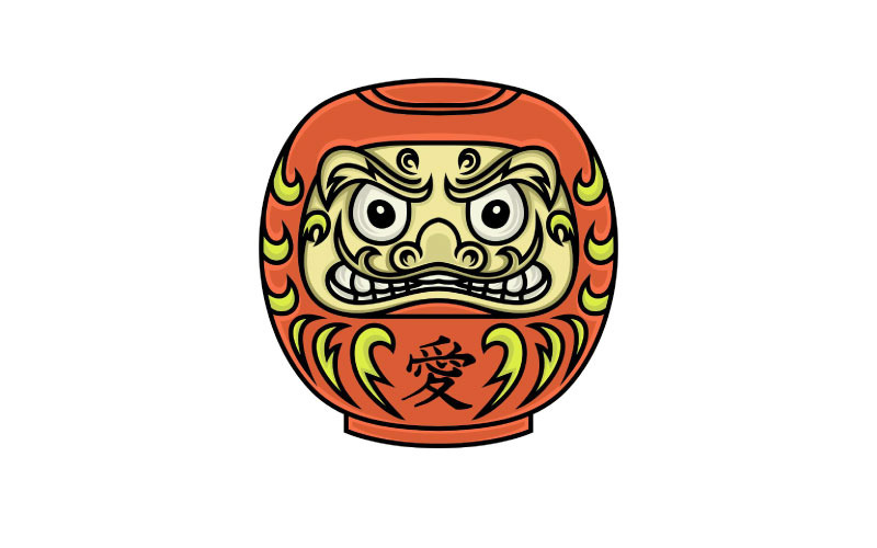 Ilustração em vetor de design de logotipo de boneca japonesa Daruma