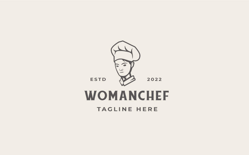 Inspiración en el diseño del logotipo del restaurante Retro Woman Chef