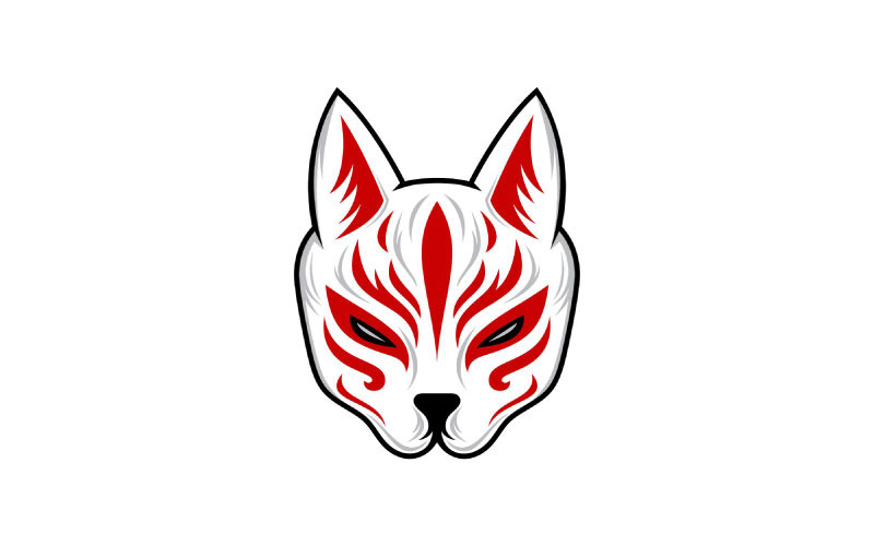 Japán kitsune maszk, hagyományos japán maszk vektoros illusztráció