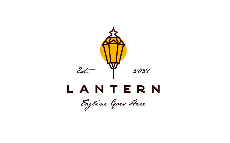 Lantaarn, Klassieke Straatlantaarn Vintage Logo Design Vector