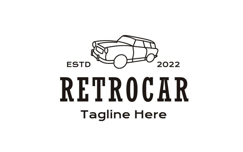 Line Art Retro Car, шаблон дизайна логотипа Vintage Retro Car