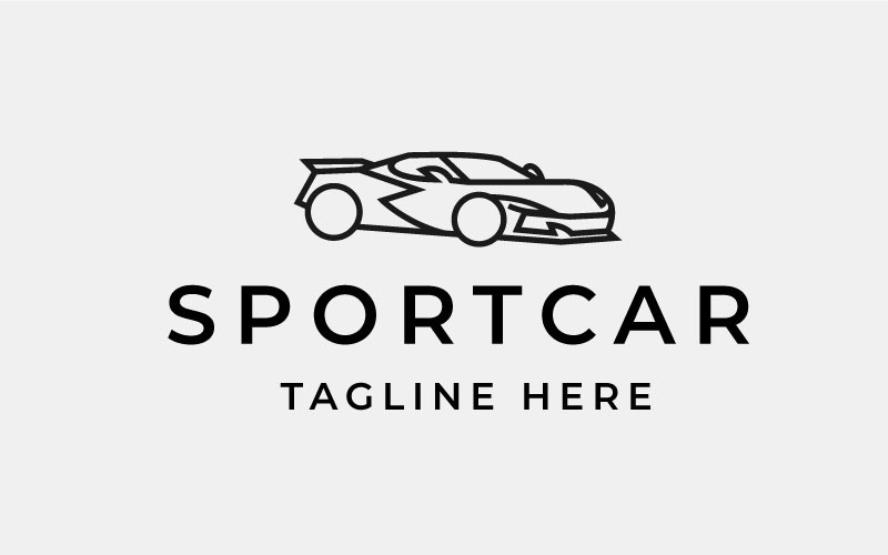 Line Art sportbil, bil logotyp design vektor mall