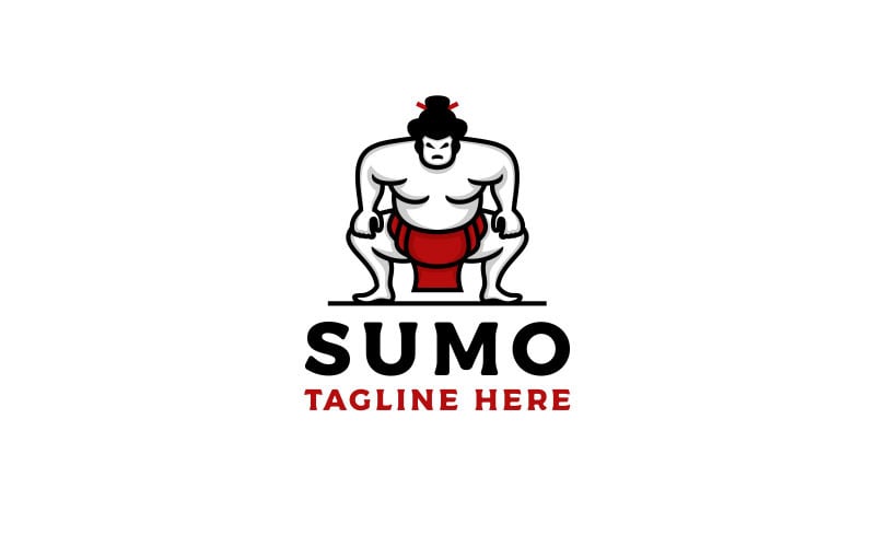 Logo zapaśnika sumo. Szablon projektu logo japońskiego tradycyjnego sportu
