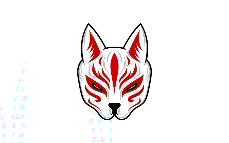 Máscara japonesa Kitsune, ilustração vetorial de máscara tradicional
