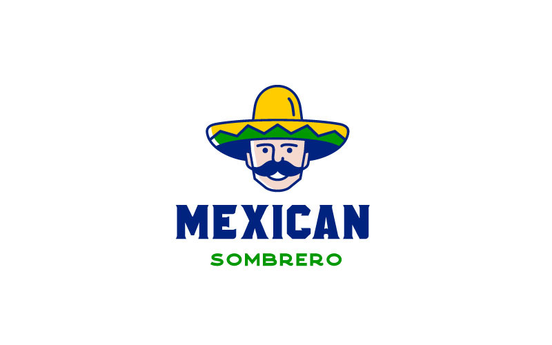 Mexicaanse Man Met Hoed Sombrero Logo Ontwerp