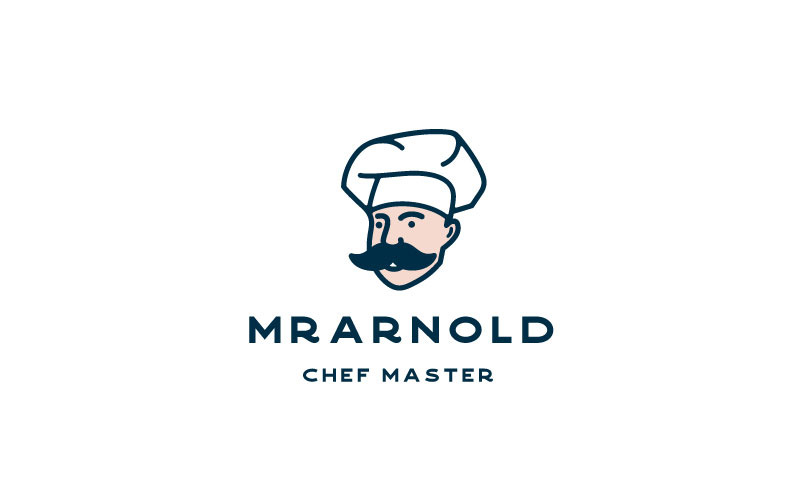 Modello di logo del bar caffetteria del ristorante dello chef retrò