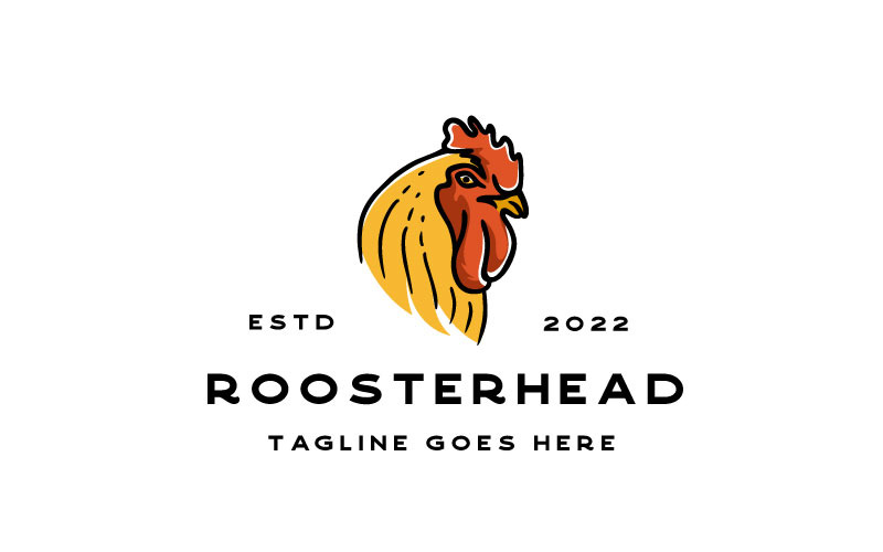 Modello vettoriale di design con logo testa di gallo vintage retrò
