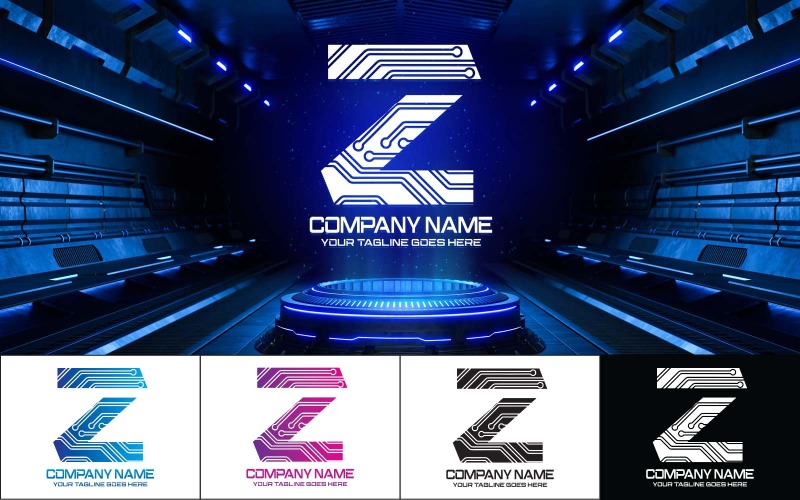 Ny teknologi Z Letter Logo Design-varumärkesidentitet