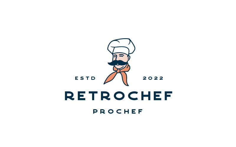 Retro Chef Restaurant Cafe Bar Logo Vector ontwerpsjabloon