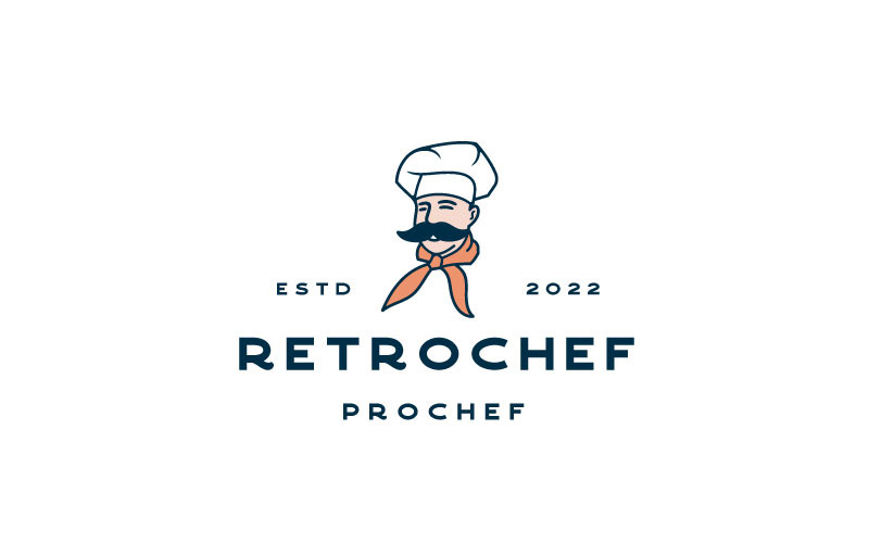 Retro kock restaurang café bar logotyp design vektor mall