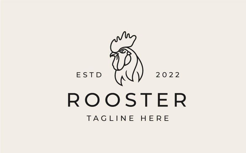 Retro Rooster Head Logo Design Template