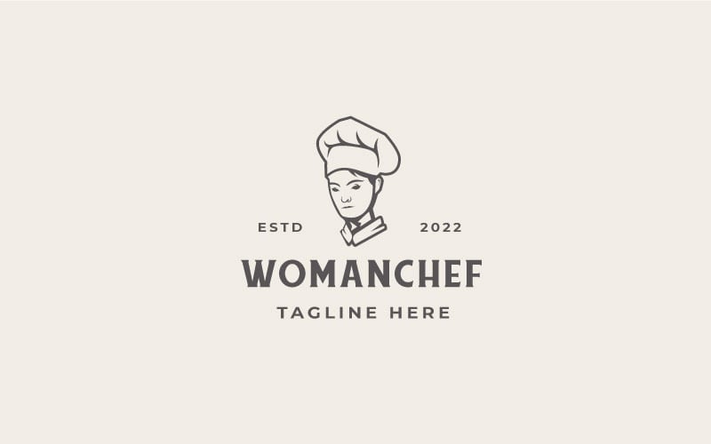 Retro Vrouw Chef Restaurant Logo Ontwerp Inspiratie
