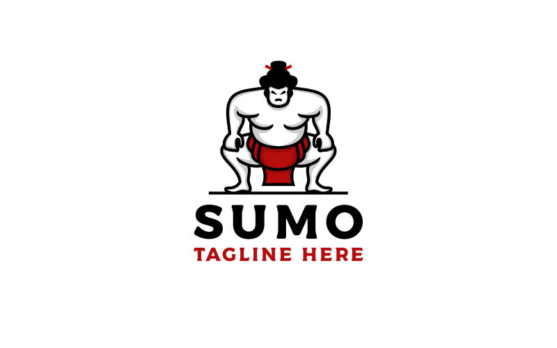 Sumo worstelaar logo. Japanse traditionele sport Logo ontwerpsjabloon