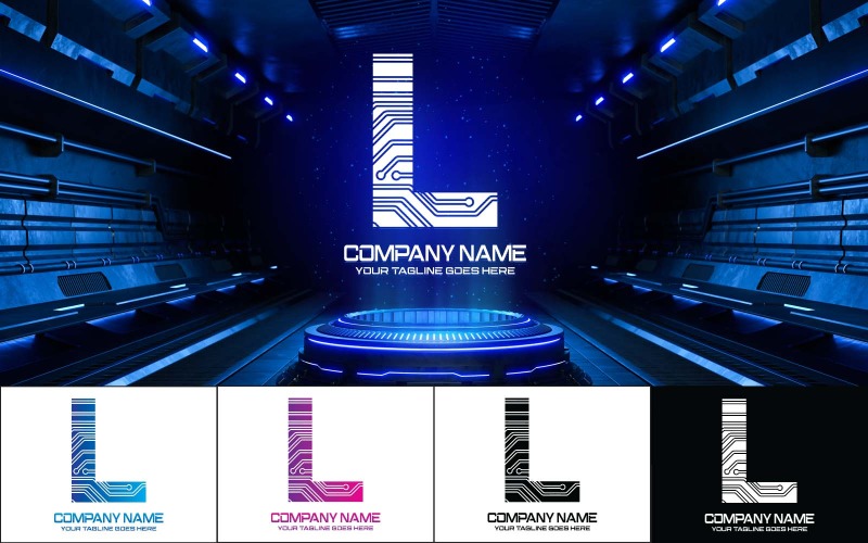 Technologie L Letter Logo Design-Merkidentiteit