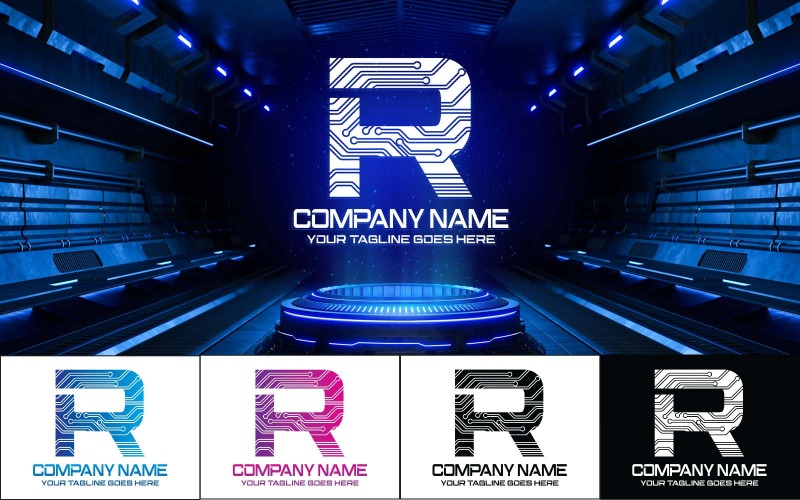 Technologie R Letter Logo Design-Merkidentiteit