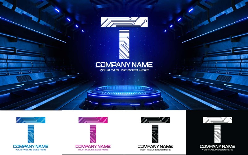 Tecnologia T Lettera Logo Design-identità del marchio
