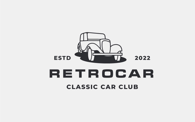 Vintage Retro Classic Car Logo Design Vector Szablon