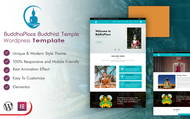 BuddhaPlace buddhista templom Wordpress sablon