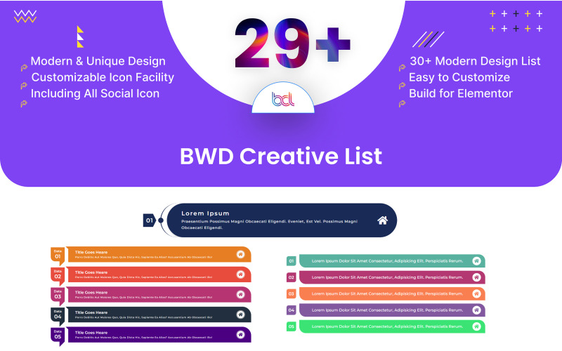 Elementor için Kreatif Liste WordPress Eklentisi