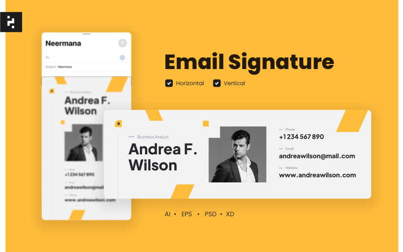 Gelbe Unternehmens-E-Mail-Signaturvorlage