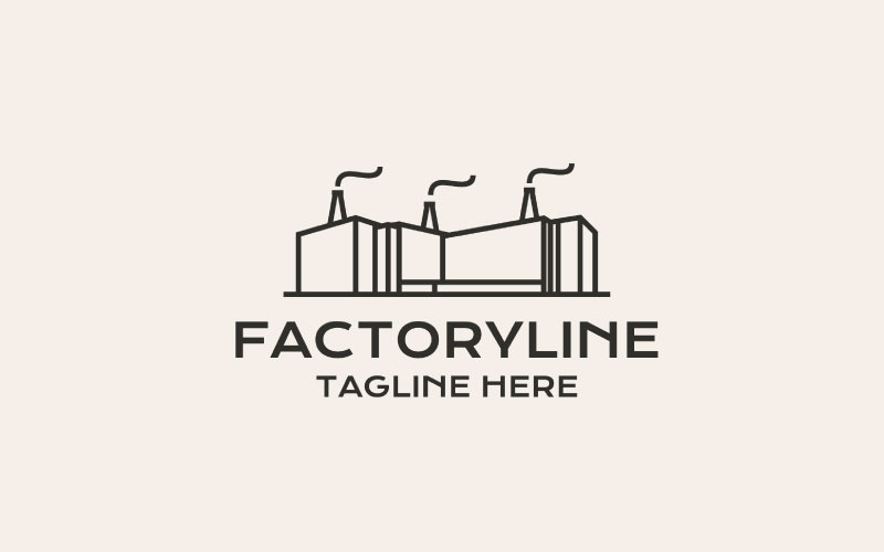 Bâtiment d'usine d'art en ligne, logo industriel moderne