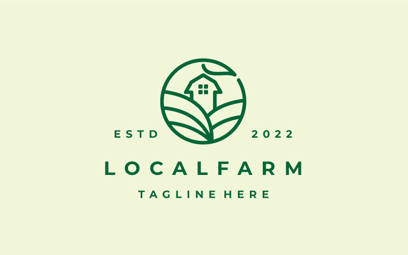 Čárová grafika Zelená Příroda Farma Zemědělství Logo Design Vektor