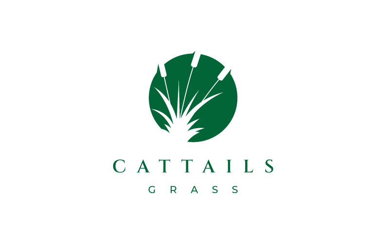 Cattail Çim Logo Tasarım Vektör Çizim