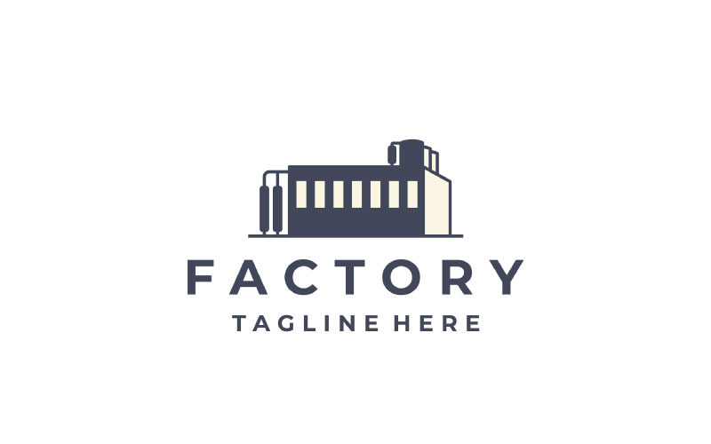 Fabrieksgebouwlogo, moderne industriële logo-ontwerpvector