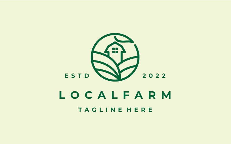 Grafika liniowa Zielona Natura Farm Rolnictwo Logo Design Vector