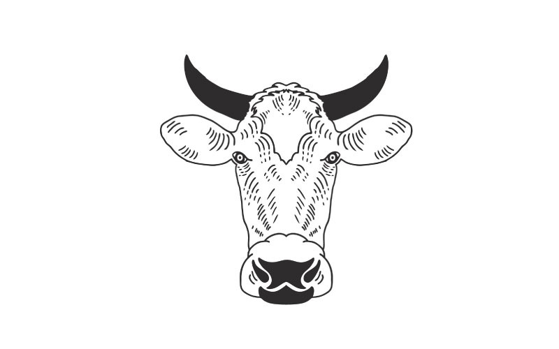 Ispirazione per il design del logo del ranch dell'azienda agricola della testa della mucca retrò vintage
