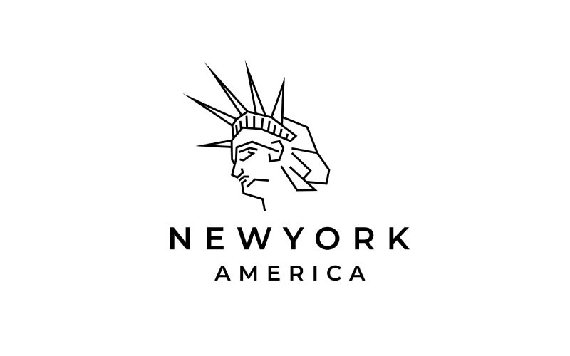 Lijn Art Statue of Liberty Logo sjabloon. Vrijheidsbeeld vectorillustratie